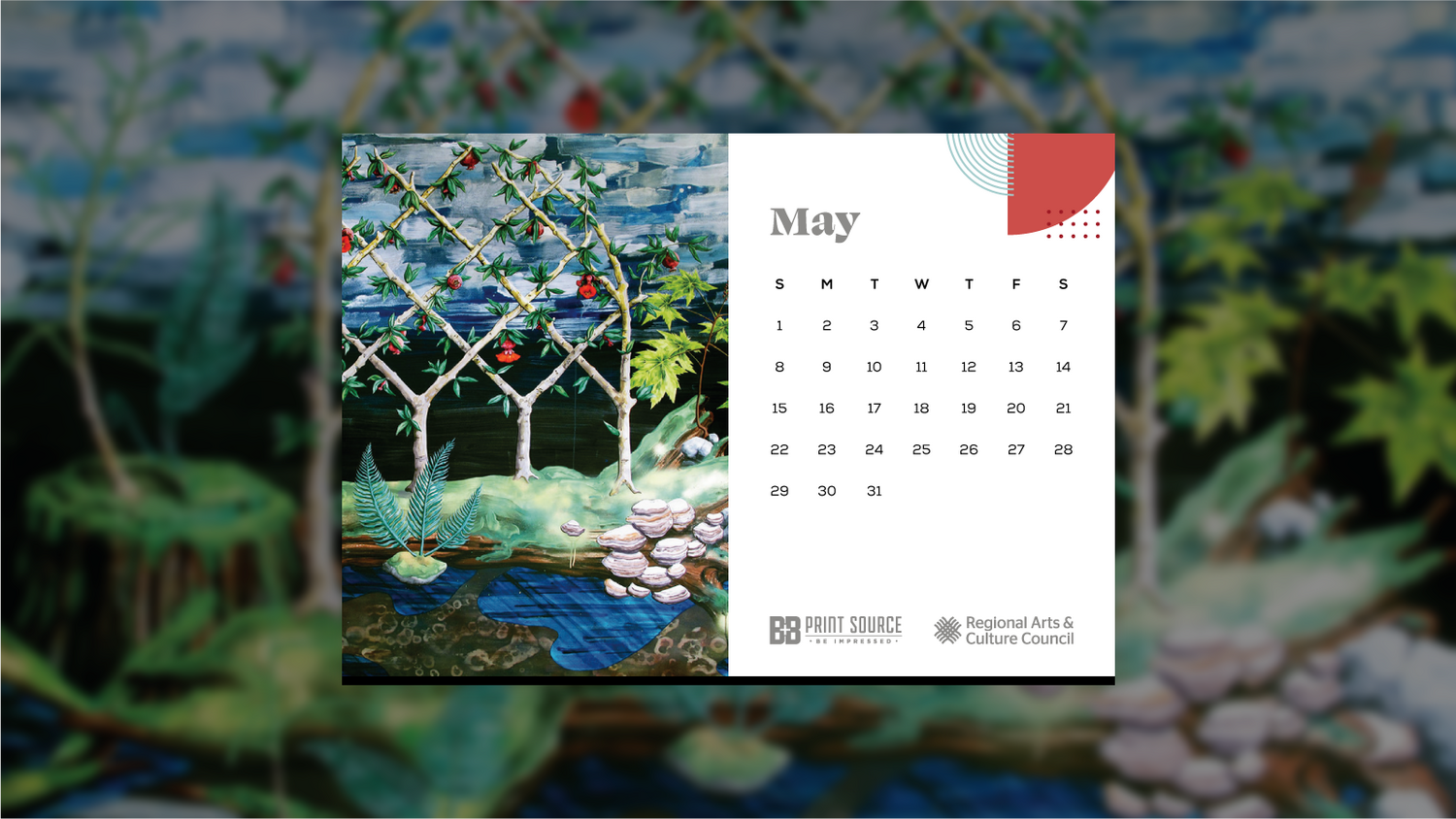 B&B + Regional Arts & Culture Council Calendar May 2022 B&B Print